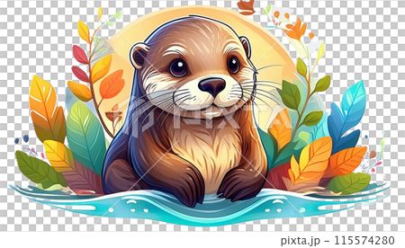 Cute otter illustration Cute otter illustration 115574280