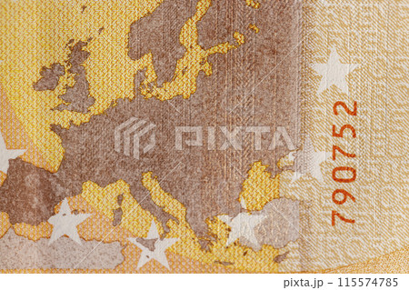 a close-up of fifty euros of the new European Union 115574785
