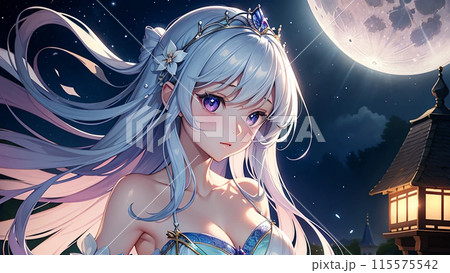 夜空を見上げる美少女 115575542