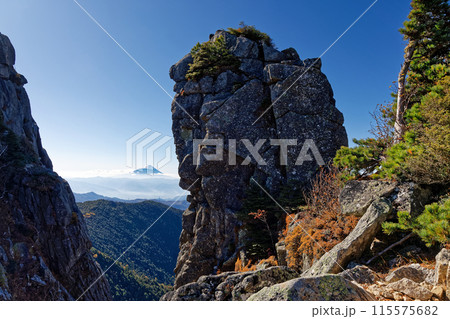 秋の金峰山稜線から見る富士山 秋の金峰山稜線から見る富士山 115575682