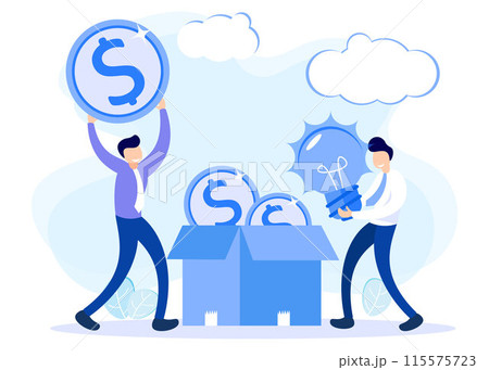 Illustration vector graphic cartoon character of crowd funding Illustration vector graphic cartoon character of crowd funding 115575723