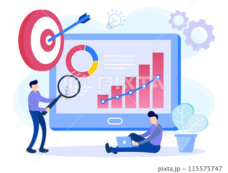 Illustration vector graphic cartoon character of business analysis Illustration vector graphic cartoon character of business analysis 115575747