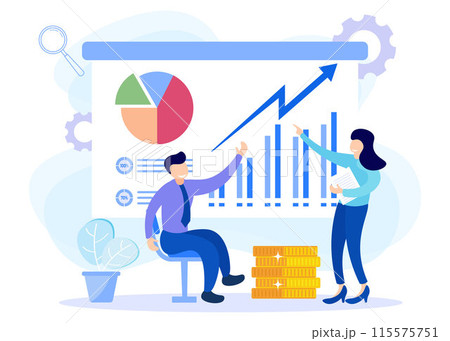 Illustration vector graphic cartoon character of business analysis 115575751