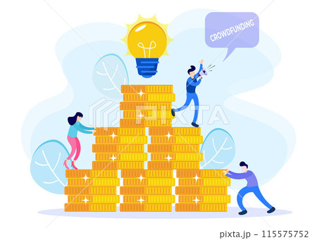 Illustration vector graphic cartoon character of crowd funding 115575752