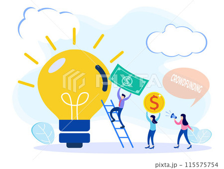 Illustration vector graphic cartoon character of crowd funding 115575754