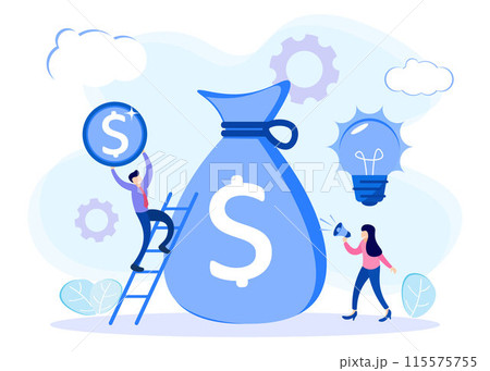 Illustration vector graphic cartoon character of crowd funding 115575755