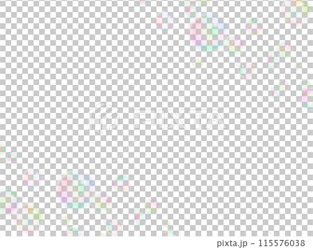 カラフルなシャボン玉の手描きフレーム背景　横 115576038