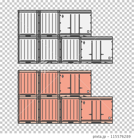 物流系列：物流/貨棚堆放的鐵路貨櫃（彩色&單色套裝） 115576289
