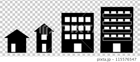家、ビル、マンションのピクトグラムセット 家、ビル、マンションのピクトグラムセット 115576547