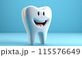 Single mesh human tooth isolated on blue background Care and hygiene symbol icon AI Generated 115576649