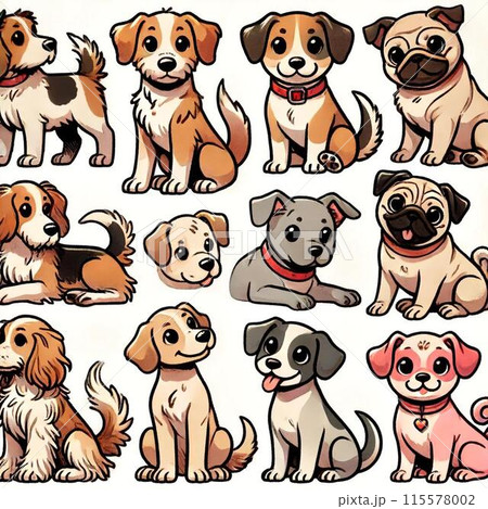 様々な犬のイラスト 115578002