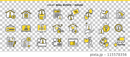 房地產/房屋圖示素材集-安全、買賣、租賃、保全、安全、搬家等。 115578356