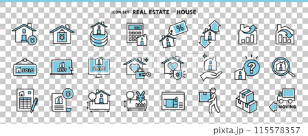 房地產/房屋圖示素材集-安全、買賣、租賃、保全、安全、搬家等。 115578357