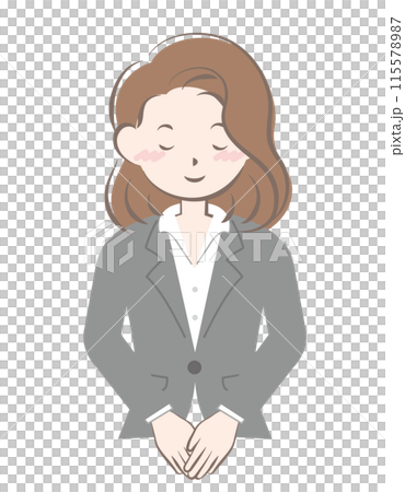 穿著西裝的女人鞠躬，上半身 115578987