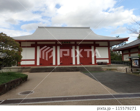 奈良県奈良市西ノ京町にある法相宗の大本山の寺院である薬師寺の文化財などを展示する聚寶館 奈良県奈良市西ノ京町にある法相宗の大本山の寺院である薬師寺の文化財などを展示する聚寶館 115579271