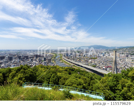 五月山ドライブウェイから眺める猪名川沿いの街並み 五月山ドライブウェイから眺める猪名川沿いの街並み 115579629