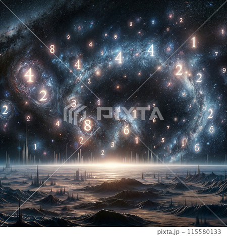 宇宙に広がる数のパターン・数字の渦 115580133