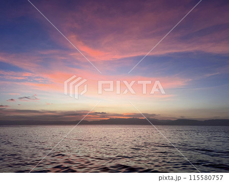 Amazing colorfull sunset at the sea phillipines moalboal 115580757
