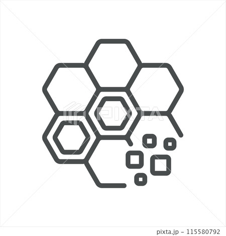 Bee Bread Icon. Simple Line Illustration of Honeycombs with Bee Bread, Symbolizing Nutritional Beekeeping Products. Vector Symbol on White Background. 115580792
