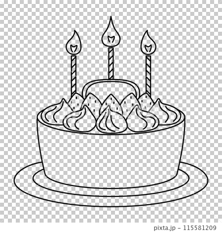 裝飾蛋糕、整蛋糕、圖示素材插畫線描 裝飾蛋糕、整蛋糕、圖示素材插畫線描 115581209