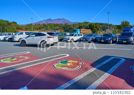 山梨県北杜市の八ヶ岳PA(下り)から駐車両越しに北側の八ヶ岳連峰を見る 山梨県北杜市の八ヶ岳PA(下り)から駐車両越しに北側の八ヶ岳連峰を見る 115581302