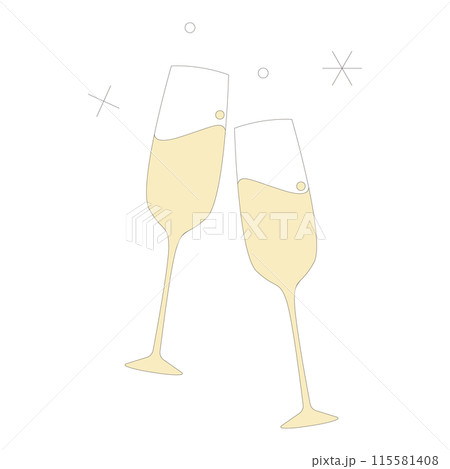 シャンパングラスのイラスト、乾杯、アイコン素材 115581408