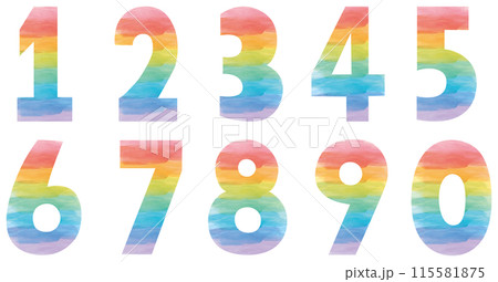 可愛い虹色の数字のイラストのイラスト素材 [115581875] - PIXTA