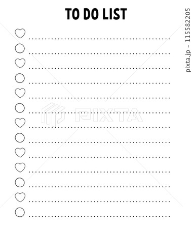 To do list. Printable template. Lined sheet. Handwriting paper. For diary, planner, checklist, wish list. Vector illustration. 115582205