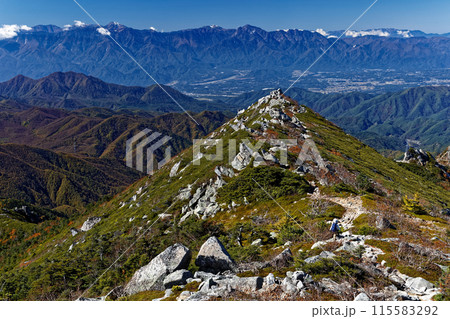 秋色の金峰山稜線と南アルプスの眺め 秋色の金峰山稜線と南アルプスの眺め 115583292