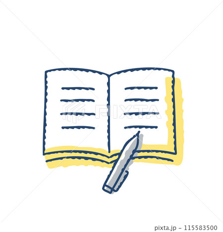 開いたノートとペン 115583500