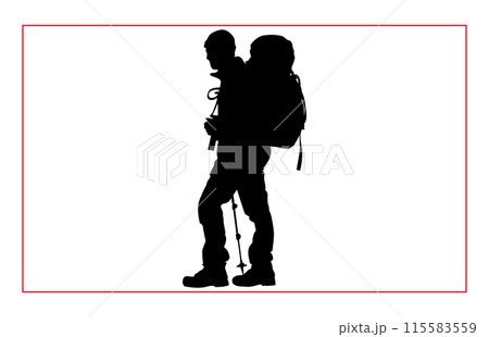 Mountaineer climber hiker people silhouette collection, Hiker mountain climber adventure silhouette for logo 115583559