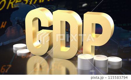 The GDP gold text and coins for Business concept 3d rendering. The GDP gold text and coins for Business concept 3d rendering. 115583794