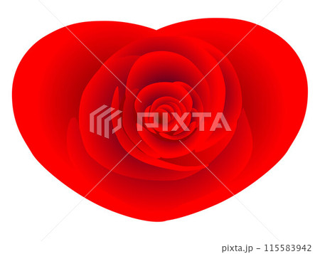 Red rose in the shape of a heart isolated on white background. 115583942