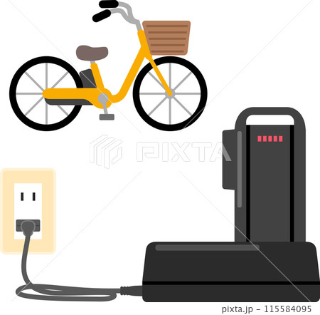 充電中の電動アシスト自転車のバッテリー 充電中の電動アシスト自転車のバッテリー 115584095