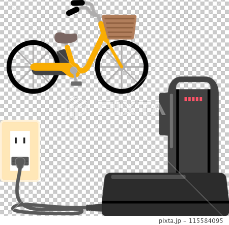 電動輔助自行車電池正在充電 115584095