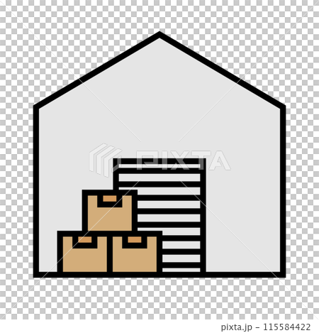 Warehouse and cardboard icon Logistics facility 115584422