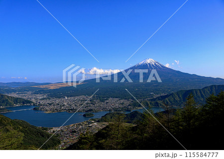 FUJIYAMAツインテラスから見える富士山と河口湖 115584777