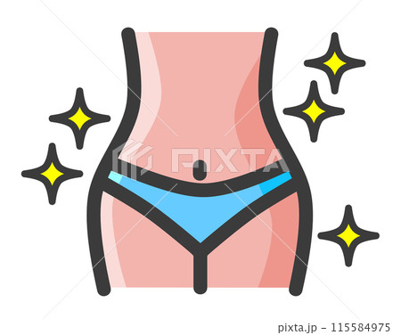 健康的にダイエットしてウエストが引き締まった女性のイラスト 115584975