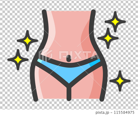 健康的にダイエットしてウエストが引き締まった女性のイラスト 115584975