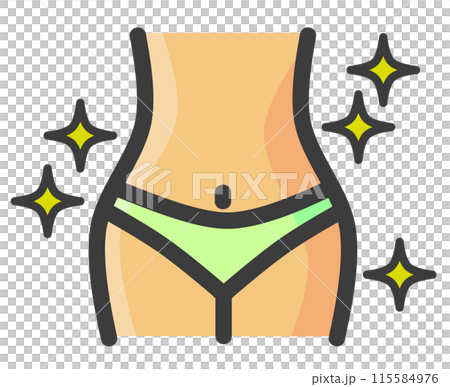 一個飲食健康、腰部健美的女性的插圖 115584976