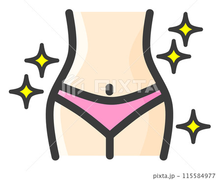 健康的にダイエットしてウエストが引き締まった女性のイラスト 115584977