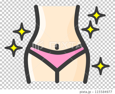 健康的にダイエットしてウエストが引き締まった女性のイラスト 115584977