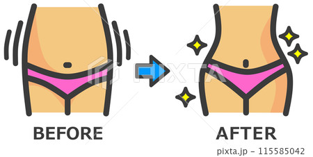 ダイエットと減量に成功してウエストが細くなった女性 ダイエットと減量に成功してウエストが細くなった女性 115585042