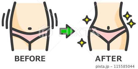 ダイエットと減量に成功してウエストが細くなった女性 115585044
