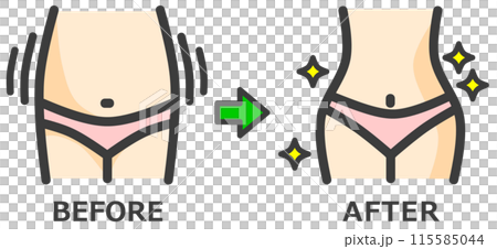 ダイエットと減量に成功してウエストが細くなった女性 115585044