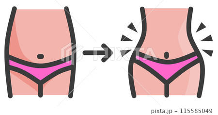 ダイエットと減量に成功してウエストが細くなった女性 115585049