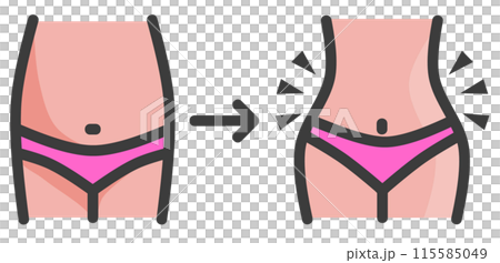 ダイエットと減量に成功してウエストが細くなった女性 115585049