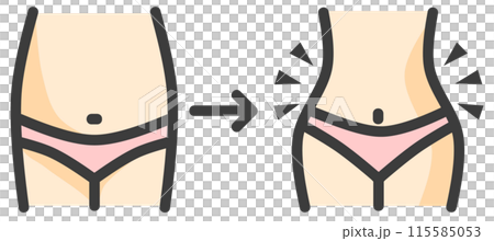 ダイエットと減量に成功してウエストが細くなった女性 115585053