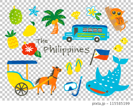 Cute Philippine handwritten illustration set 115585199