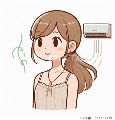 エアコンで涼む女性 115585319